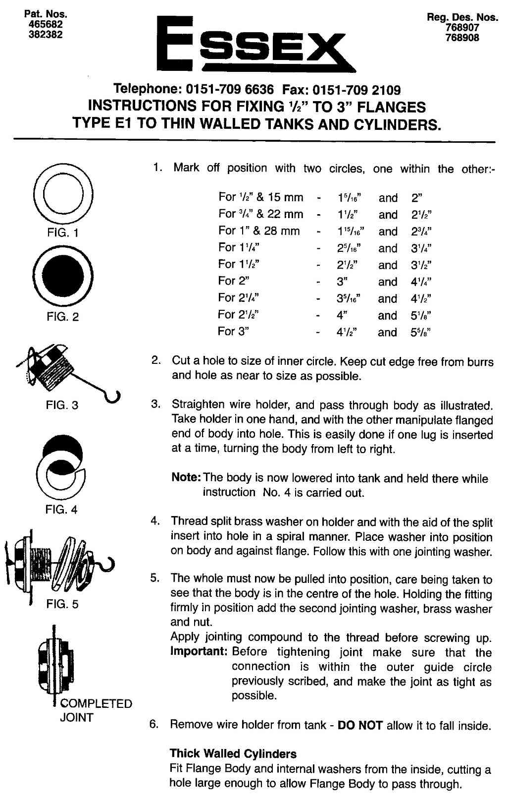 Essex flange installation instructions