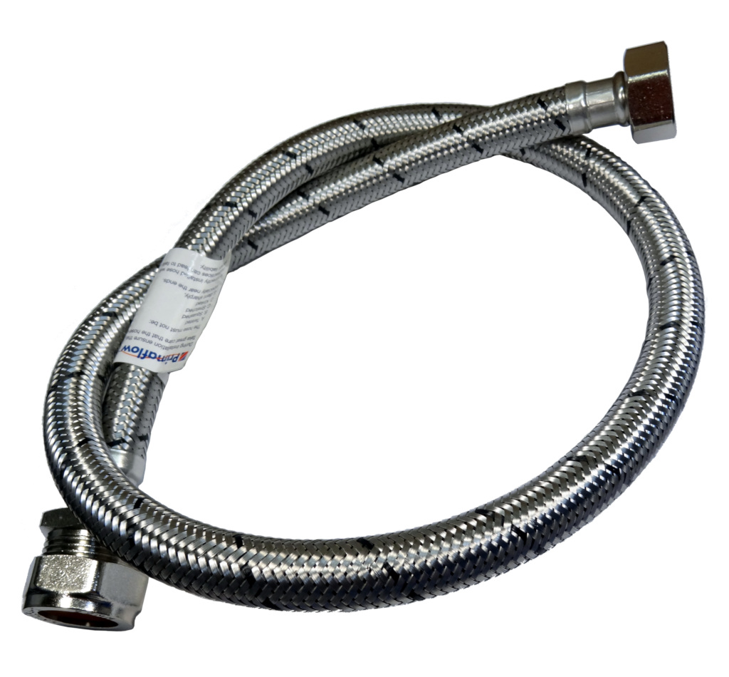 Braided Stainless Steel Flexi Hose Pipes 3/4" x 1/2" 2 Flexible Tap Connectors